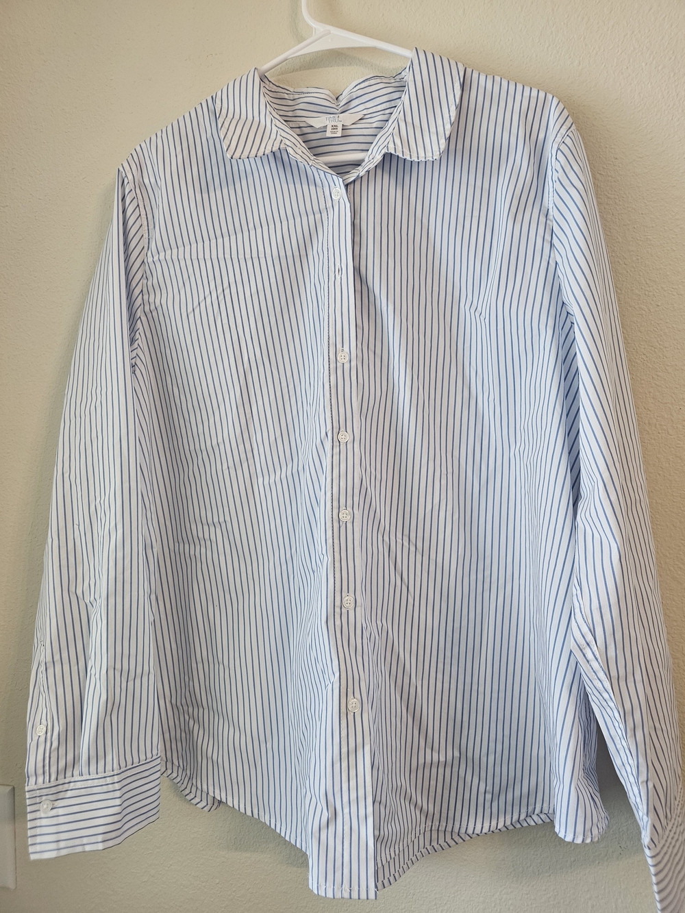 Light Blue and White Striped Button-Front Shirt
